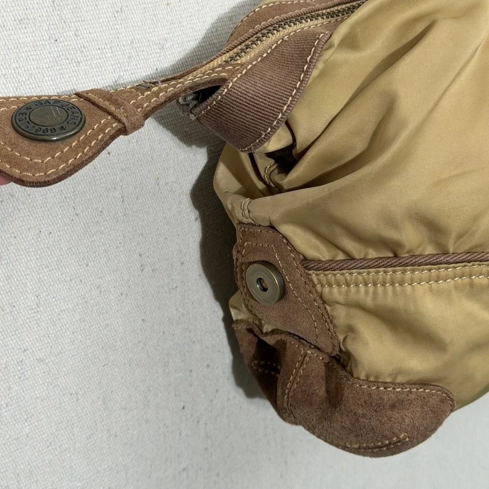 Y2K Gap 1969 Satchel Bag Women OS Tan Brown Utility Nylon Suede Trim Handbag